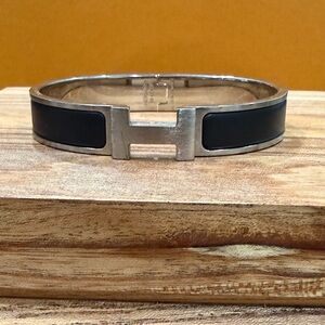 Hermes Black and Silver Men's Bracelet
